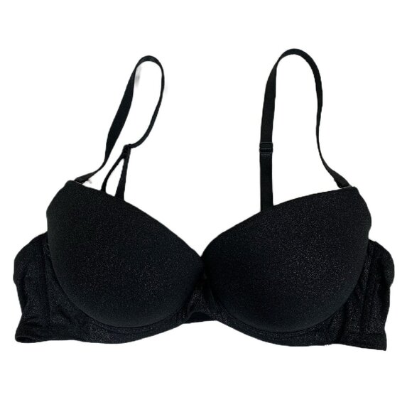 Black Fuchsia by Secret Lace LLC Black Sparkly Push-up Bra Black Size 36B - Picture 1 of 7
